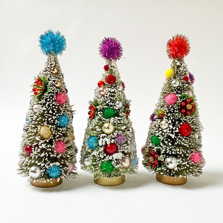 Sparkle Green Bristle Tree with Gold Tone Base