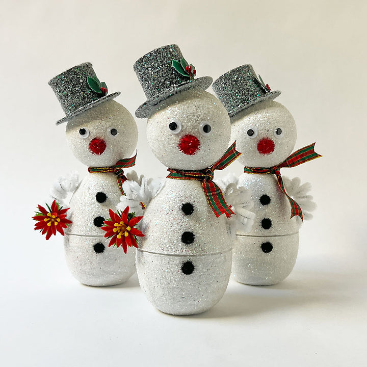 PATCH NYC Frosty Snowman with Vintage Poinsettia Figurine & Gift Box