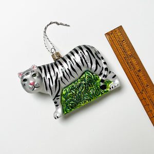 White Tiger Glass Ornament