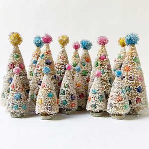 Sparkle White Bristle Tree with Blue Pom Pom: Small