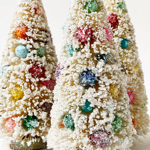 Sparkle White Bristle Tree with Pink Pom Pom: Large