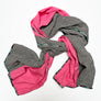 Pink & Black Check Wide Linen Scarf
