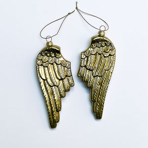 Golden Wings Glass Ornaments (Set of 2)