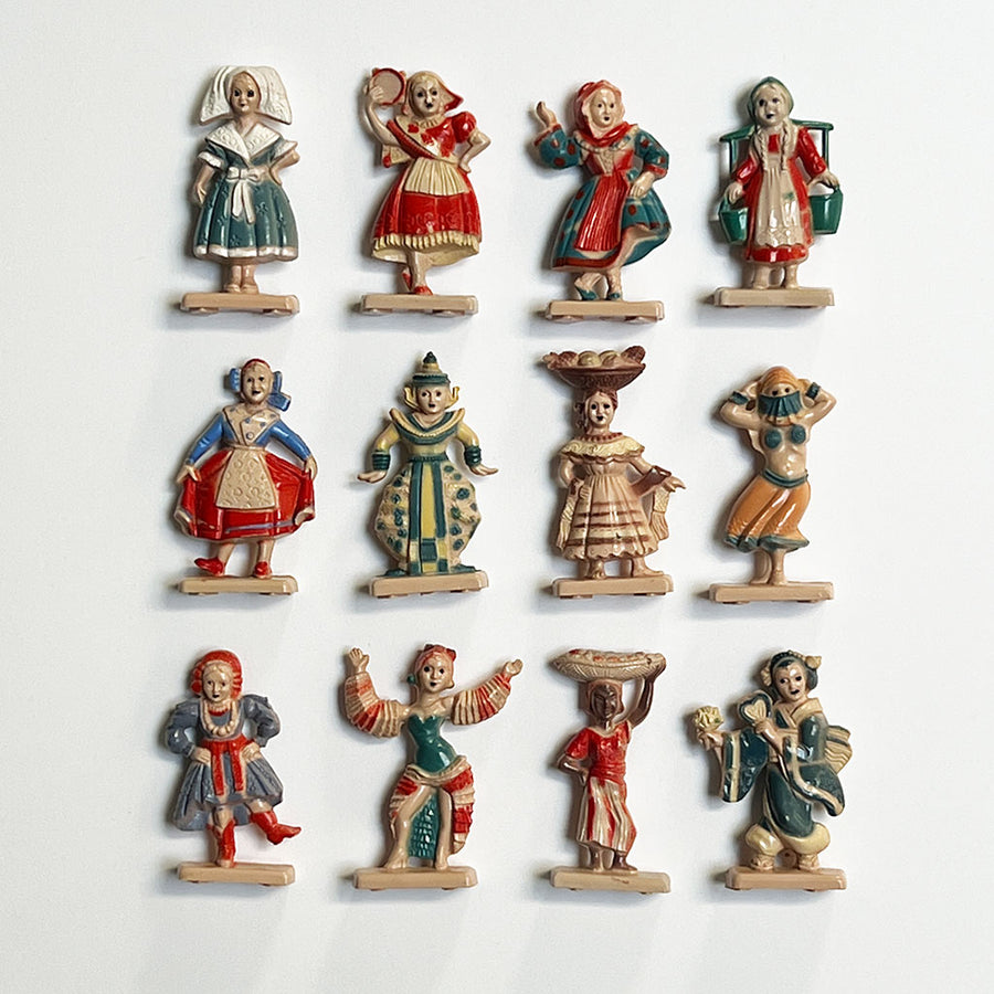 Vintage Hand-Painted Small Figurines of the World (Set of 12)