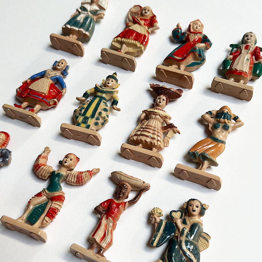 Vintage Hand-Painted Small Figurines of the World (Set of 12)