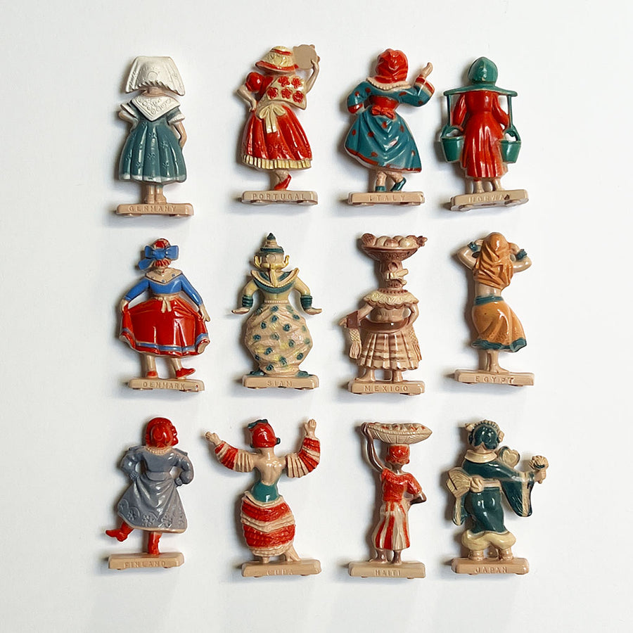 Vintage Hand-Painted Small Figurines of the World (Set of 12)