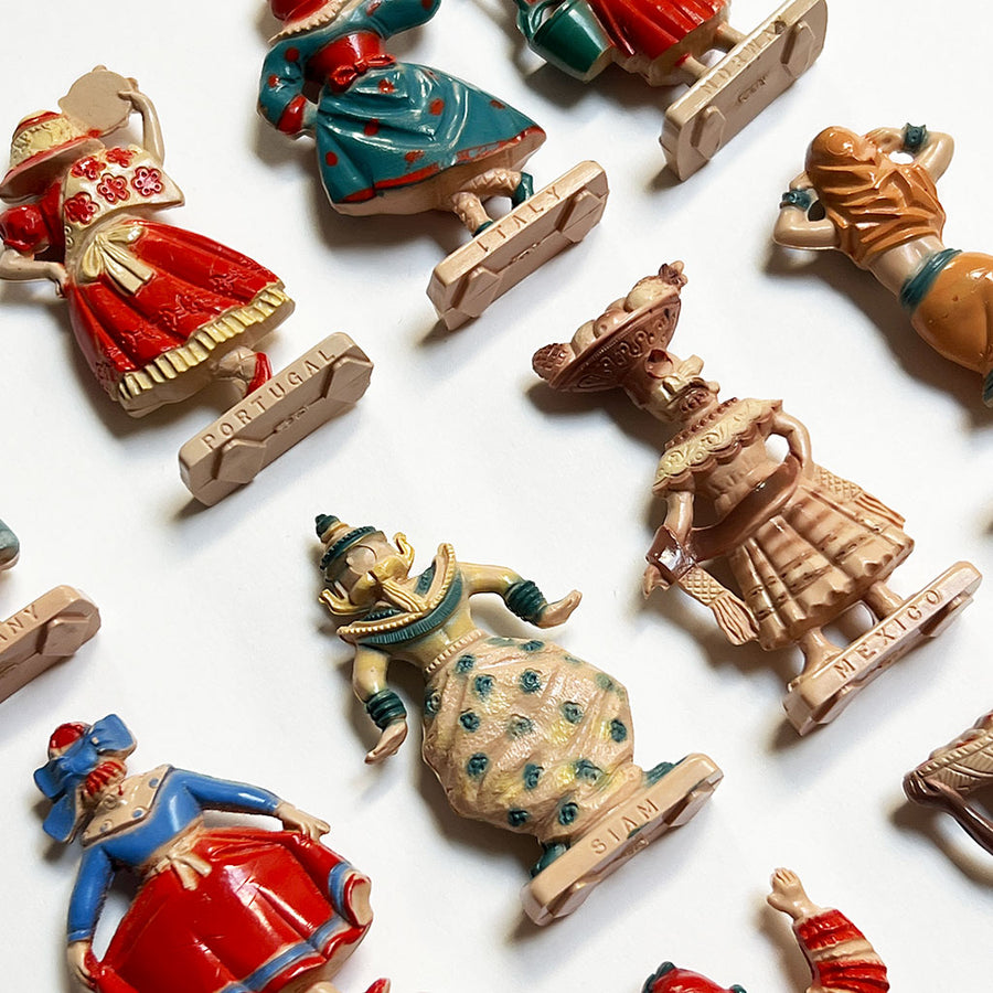 Vintage Hand-Painted Small Figurines of the World (Set of 12)