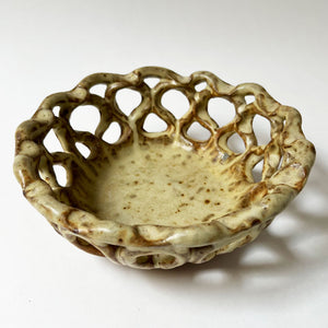 Vintage Open Weave Studio Pottery Bowl