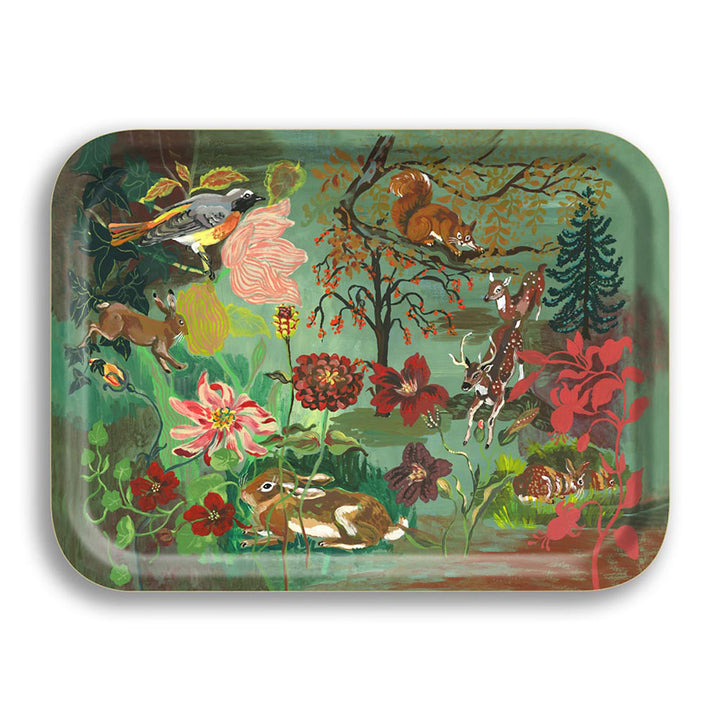 Nathalie Lete Enchanted Green Forest Small Rectangle Tray
