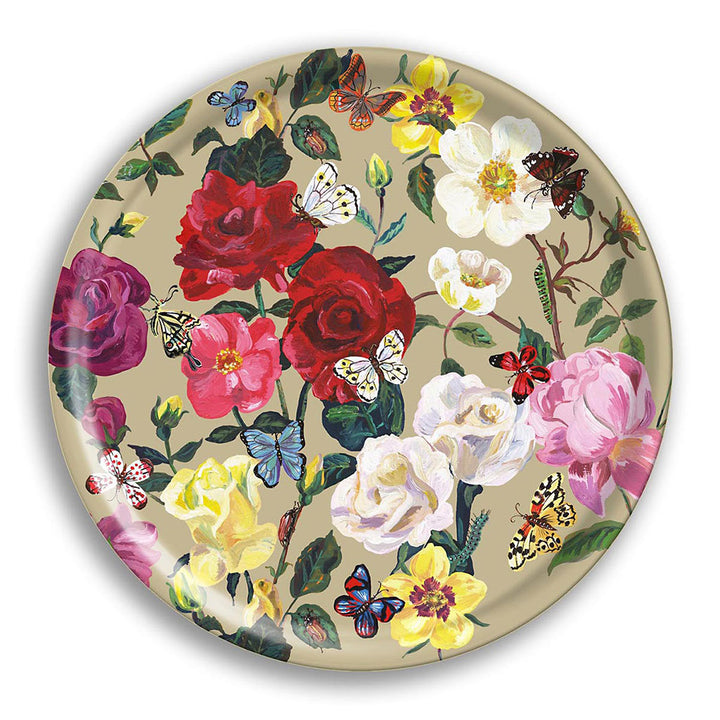 Nathalie Lete Roses Round Wood Tray