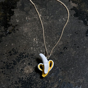 Peeled Banana Hand-Painted Porcelain Charm Necklace