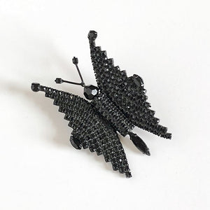 Vintage Black Crystal Butterfly Pin
