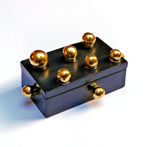 Golden Sphere Box with Lid Black