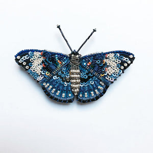 Mixed Blues & White Butterfly Embroidered Pin