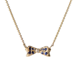 Bow Charm with Sapphires Necklace {PMF001}
