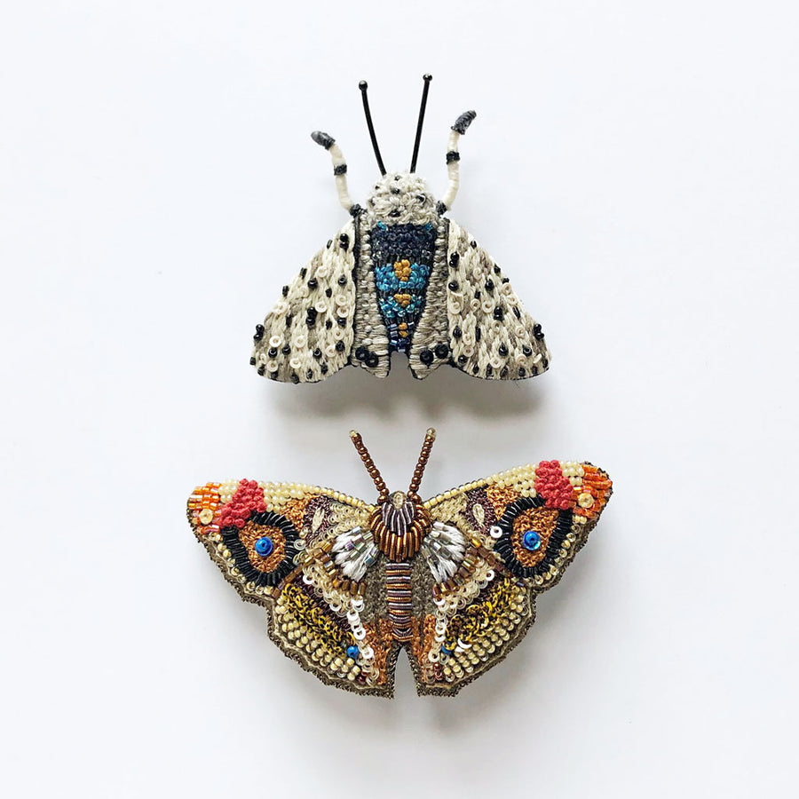 Moth and Butterfly Embroidered Pins