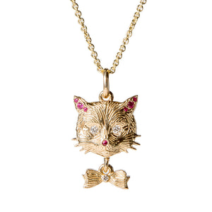 Ruby Nose Cat Charm with Bow {PMF005x}