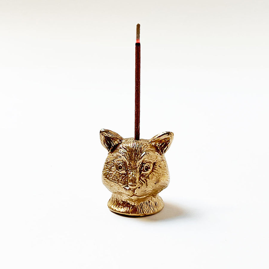 PATCH NYC Cat Head Solid Brass Incense Burner