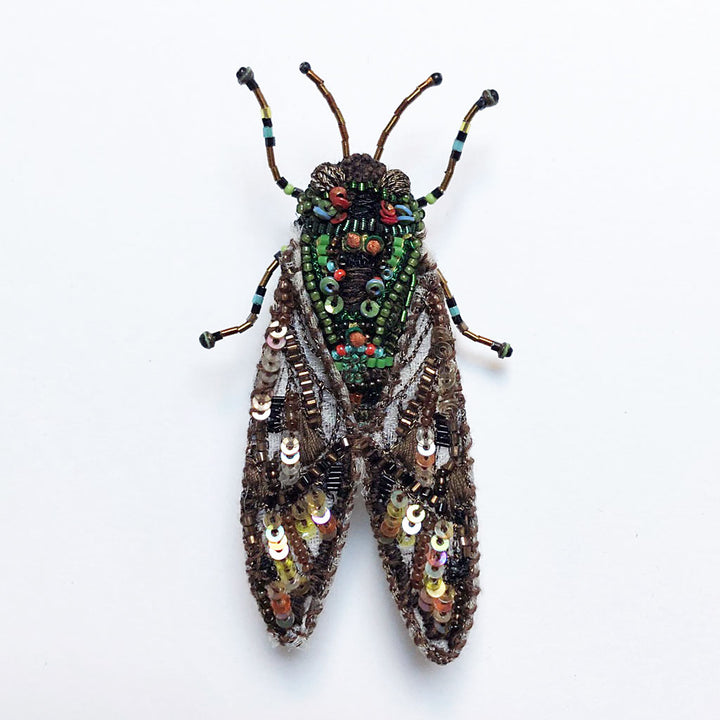 Multi Color Large Cicada Embroidered Pin