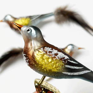 Silver Bird with Feather-Tail Glass Clip Ornament