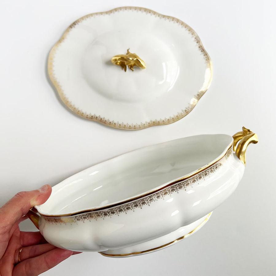 Vintage Bernaudaud for Higgins & Seiter Covered Ceramic Serving Bowl Made in France