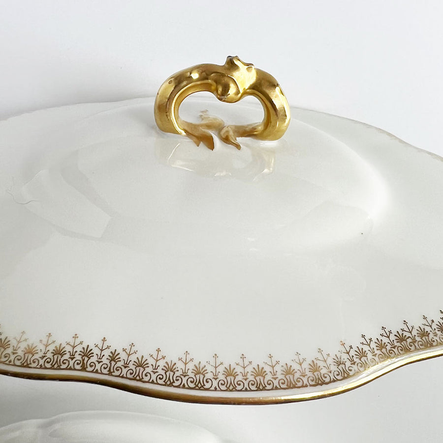 Vintage Bernaudaud for Higgins & Seiter Covered Ceramic Serving Bowl Made in France