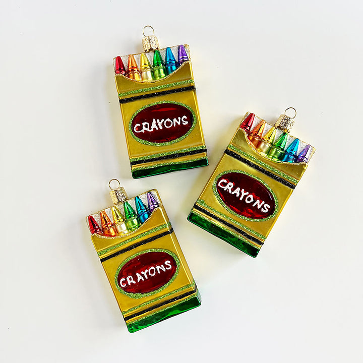 Crayons Box Glass Ornament