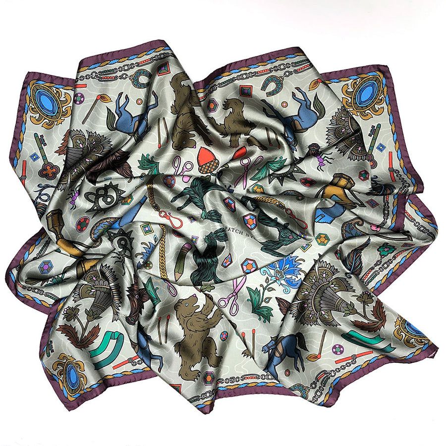 PATCH NYC Daydream with Rabbits Silk Scarf