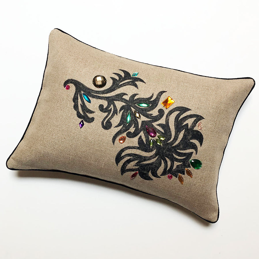 Hand Painted Embellished Pillow B
