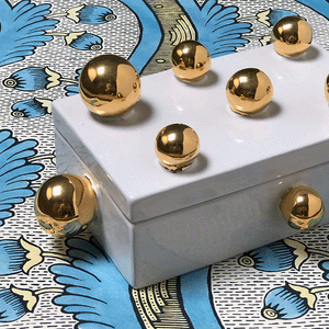 Golden Sphere Box with Lid White
