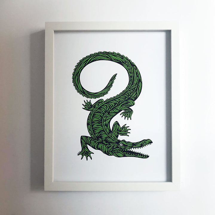 Don Carney Crocodile Vibrant Green Art Print {DCP08}