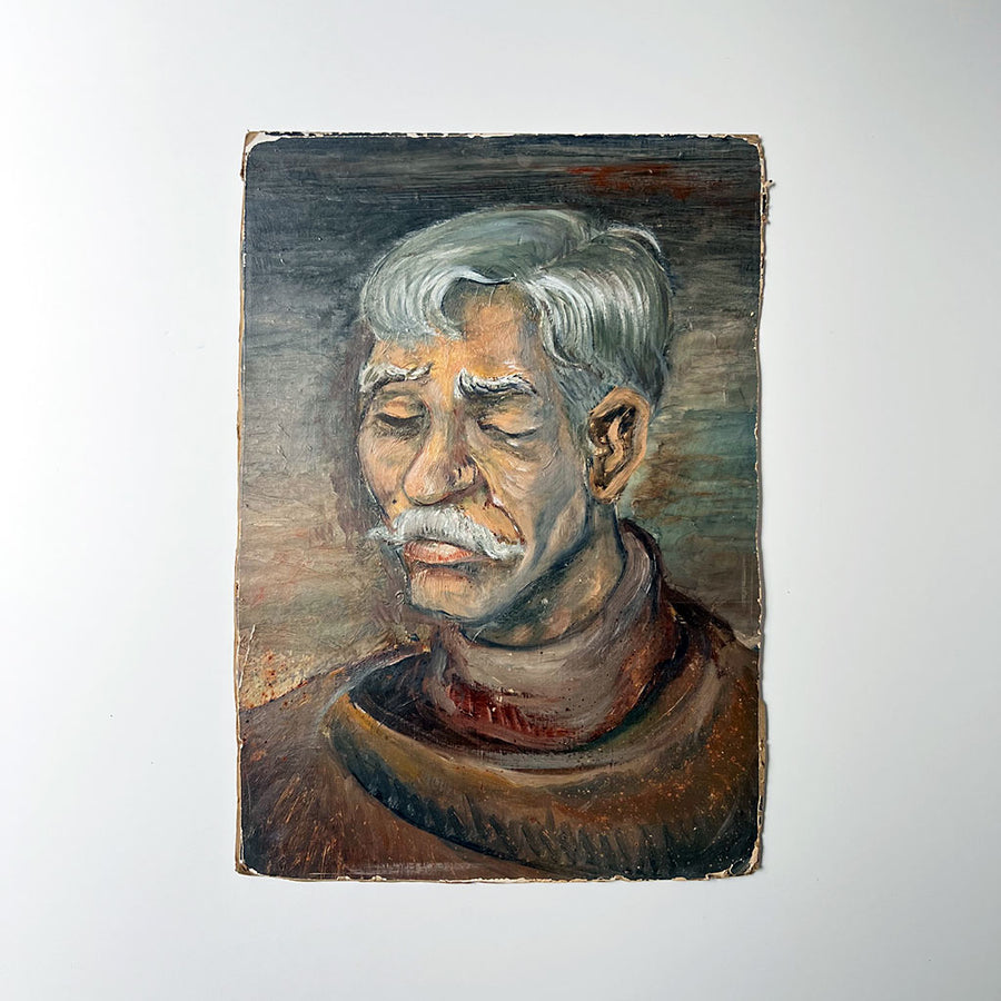 Original Portrait of a Man by Gertrude Ann Youse Painting on Board Vintage Art (1949)