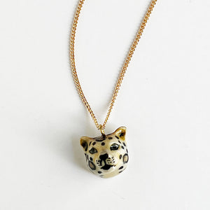 Leopard Hand-Painted Porcelain Charm Necklace