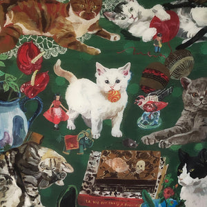 La Vie des Chats (Life of Cats) Silk Scarf by Nathalie Lete