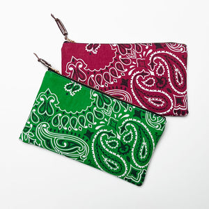 Medium Bandana Pouch: Kelly Green or Berry Red