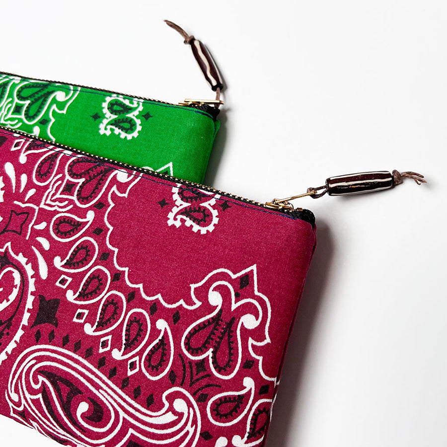 Medium Bandana Pouch: Kelly Green or Berry Red