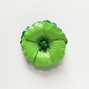 Vintage Enamel Green Flower Pin