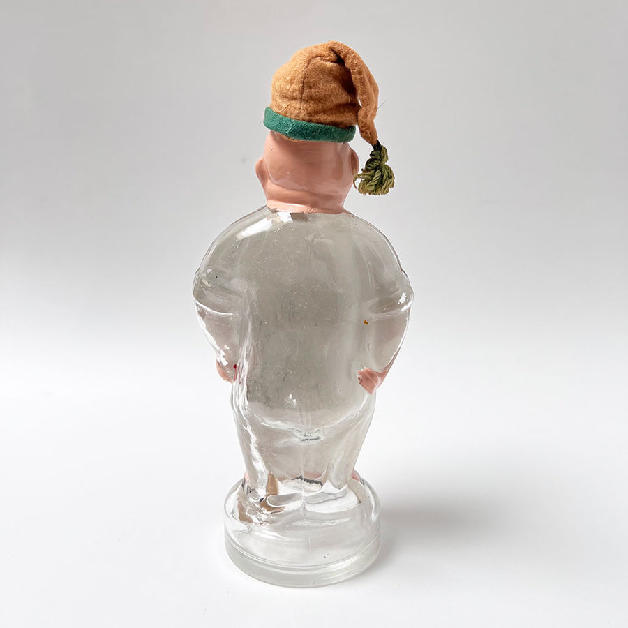 Vintage Figural Painted Glass Liquor Bottle