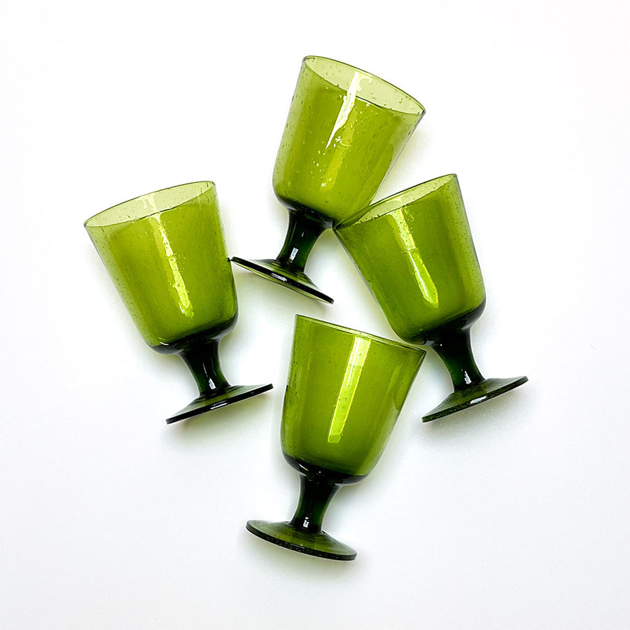 Peridot Green Handblown Drinking Glasses (Set of 4)