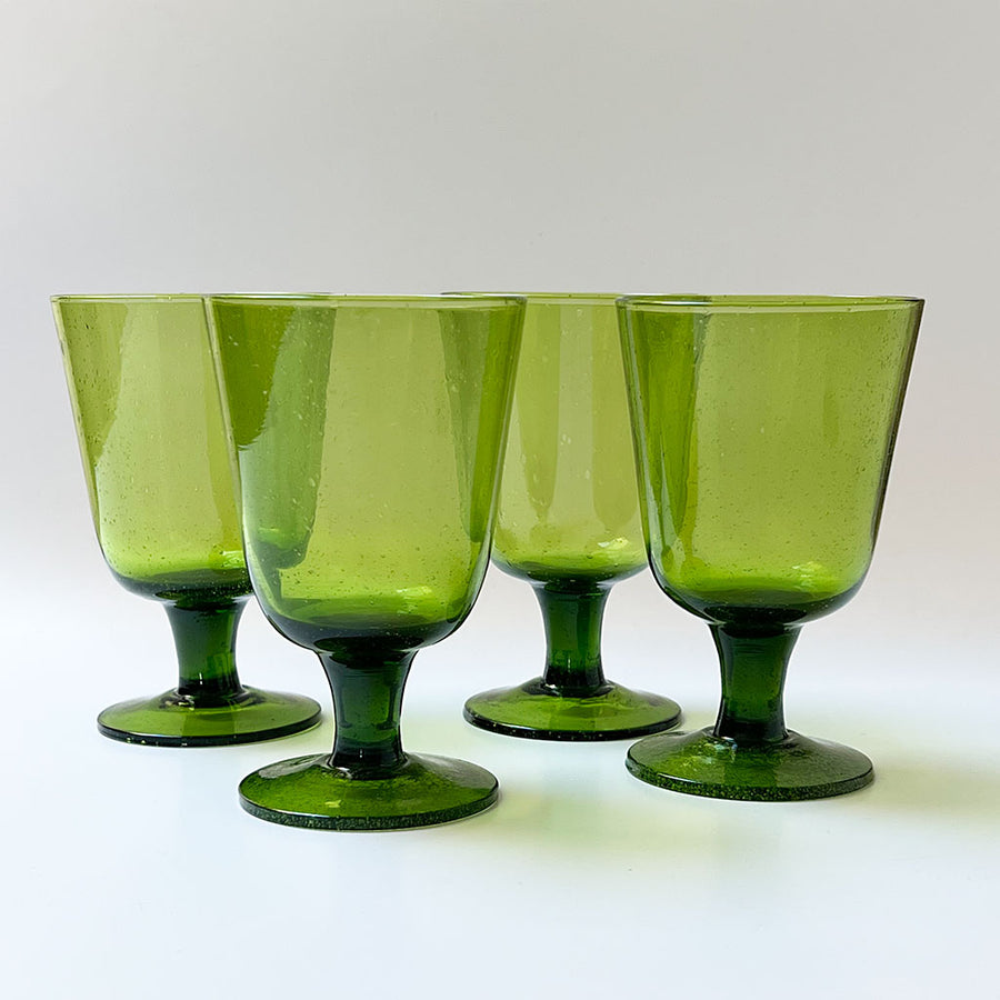 Peridot Green Handblown Drinking Glasses (Set of 4)