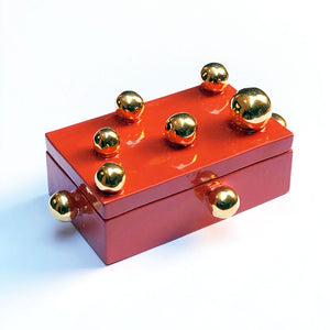 Golden Sphere Box with Lid Orange