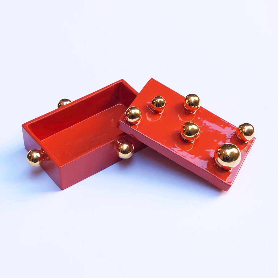 Golden Sphere Box with Lid Orange