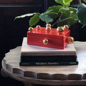 Golden Sphere Box with Lid Orange