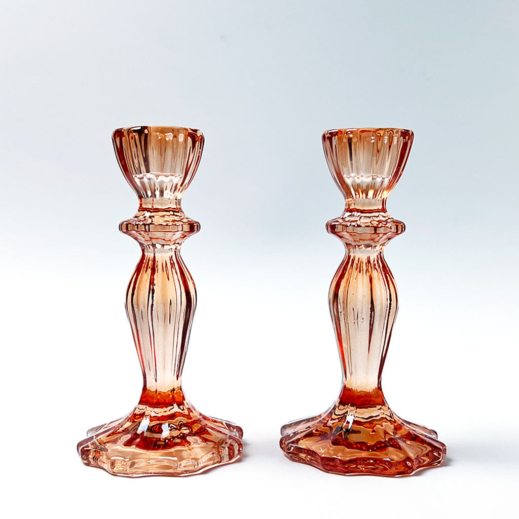 Tall Orange Glass Candle Holder