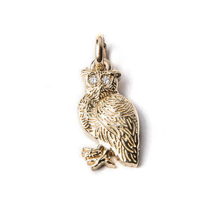 Owl Charm with Diamond Eyes {PMF02D}
