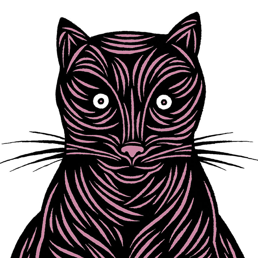 Don Carney Sitting Cat Pink Art Print {DCP02}
