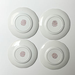 Vintage J & G Meakin Romantic England Red Transferware Plates (Set of 4)