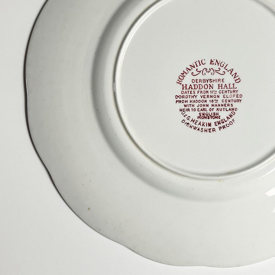 Vintage J & G Meakin Romantic England Red Transferware Plates (Set of 4)