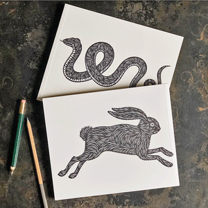 Rabbit & Snake Two Sided Horizontal Notebook