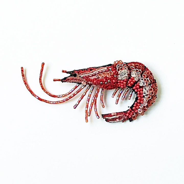 Coral Shrimp Embroidered Pin